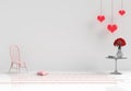 Rooms of Love on Valentine`s Day. Background and interior. 3D rende Royalty Free Stock Photo