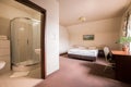 Roomy bedroom and bathroom Royalty Free Stock Photo