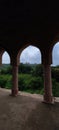 Roopmati Palace of Mandu through the arches of Baaz Bahadur Palace