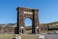 Roosevelt Arch, Gardiner, Montana with a Blue Sky Background