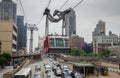 The Roosevelt Island Tramway is an aerial tramway that connects Roosevelt Island to the Upper East Side of Manhattan Royalty Free Stock Photo