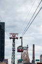 The Roosevelt Island Tramway is an aerial tramway that connects Roosevelt Island to the Upper East Side of Manhattan Royalty Free Stock Photo