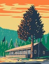 Roosevelt Lodge Cabins Located in the Tower-Roosevelt Area Within Yellowstone National Park Teton County Wyoming USA WPA Poster