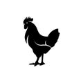 Silhouette rooster, hen, lettering Rooster. Vector image of an cock on white background Royalty Free Stock Photo