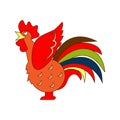 Funny Cockerel with Stroke. Isolated character on a white background.
