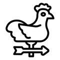 Rooster and arrow plank of wind direction line icon, spring season concept. Vector graphics. Cock chicken and pointer Royalty Free Stock Photo