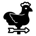 Rooster and arrow plank of wind direction solid icon, spring season concept. Vector graphics. Cock chicken and pointer Royalty Free Stock Photo