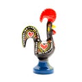 Rooster of Barcelos souvenire on white background, studio photo Royalty Free Stock Photo