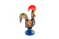 Rooster of Barcelos souvenire on white background, studio photo Royalty Free Stock Photo