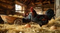 The rooster in the barn.AI generated image Royalty Free Stock Photo
