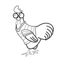 rooster. beautiful chicken line art vector. Vector illustration. Black and White, art