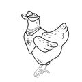 rooster. beautiful chicken line art vector. Vector illustration. Black and White, art