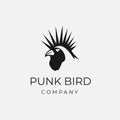 Punk rooster bird chicken logo design 