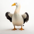 Comical Exaggeration Of A Sea Bird On A White Background