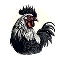 Rooster with black and white pattern on it's head. Generative AI Royalty Free Stock Photo