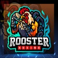 Rooster boxing mascot. esport logo design