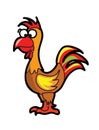 Rooster in bright colors, farm birds. Cute and funny colorful farm rooster, chicken, cock, cockerel, cartoon vector