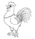 Rooster Cartoon Animal Illustration BW