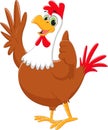 Rooster cartoon waving and give thumb up Royalty Free Stock Photo