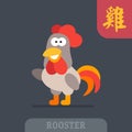 Rooster character Chinese zodiac hieroglyph funny cartoon