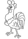 Rooster cheerful animal bird character cartoon illustration coloring page