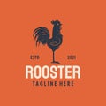 Rooster, Chicken, Hen, Silhouette. Vintage Retro Rooster Logo Design Illustration