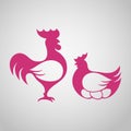 Rooster and chicken silhouettes