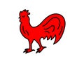 Rooster. Chinese horoscope 2029 year. Animal symbol vector illustration. Red doodle sketch. Editable path