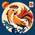 Rooster. Chinese New Year of the Rooster. Vector illustration AI generated