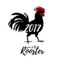 Rooster - chinese new year symbol hand drawn painted illustration. Royalty Free Stock Photo