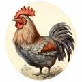 Victorian-inspired Young Female Rooster Illustration By Carl T
