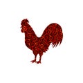 Rooster bird spiral pattern color silhouette animal