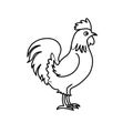 Rooster cock black outline drawing vector