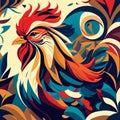 Rooster. Colorful rooster on abstract background. Vector illustration. Generative AI