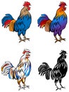 Rooster drawing set Royalty Free Stock Photo