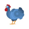 Rooster Farm Bird Colored In Artictic Modern Style Filled With Shades Of Blue Mosaic Circular Pattern Colorful