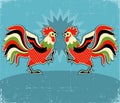 Rooster fight.vector color illustration background