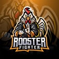 Rooster fighter esport mascot logo design