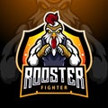 Rooster fighter esport mascot logo design