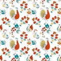 Rooster and flowers in Russian style