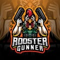 Rooster gunner mascot logo