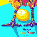 Rooster. 2017 happy New Year greeting card. Celebration with Rooster, place for your text. Royalty Free Stock Photo