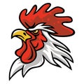 Rooster Head Angry Fierce Sports Mascot Logo Cartoon Character Design Illustration Vector