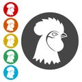 Rooster head icons set Royalty Free Stock Photo