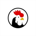 Rooster head logo cartoon chicken vector animal farm Royalty Free Stock Photo