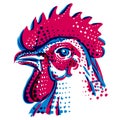 Rooster Head Side Risograph