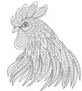 Rooster head in zentangle style. Symbol of Chinese New Year 2017. Adult anti stress coloring page Royalty Free Stock Photo