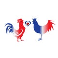 Rooster with heart of france for happy bastille day. Royalty Free Stock Photo