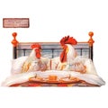 Rooster and Hen in Bed Vintage Vector