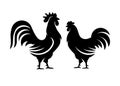 rooster and hen vector silhouette Royalty Free Stock Photo
